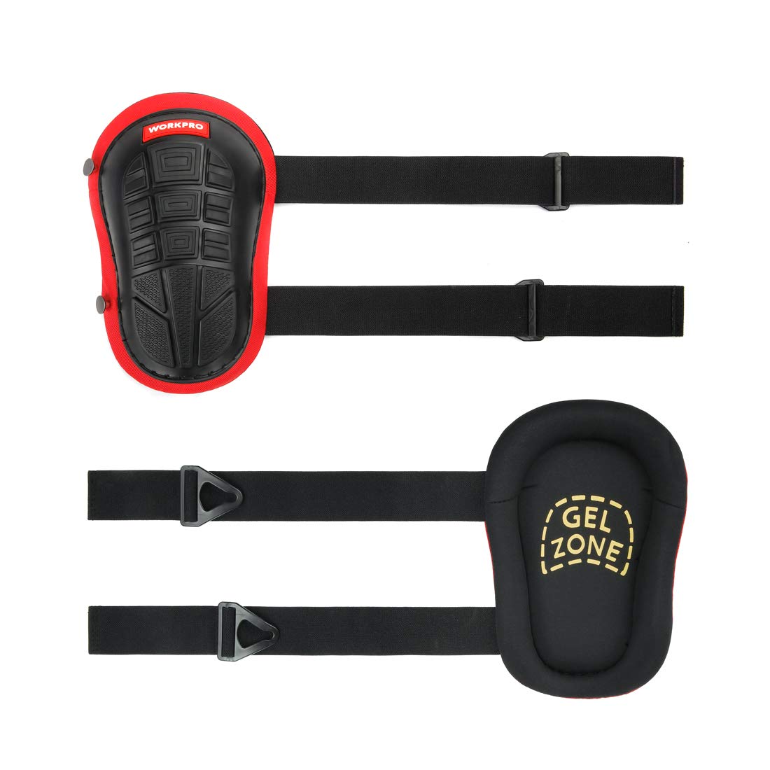 WORKPRO knee pads with double straps to stay in place during work.