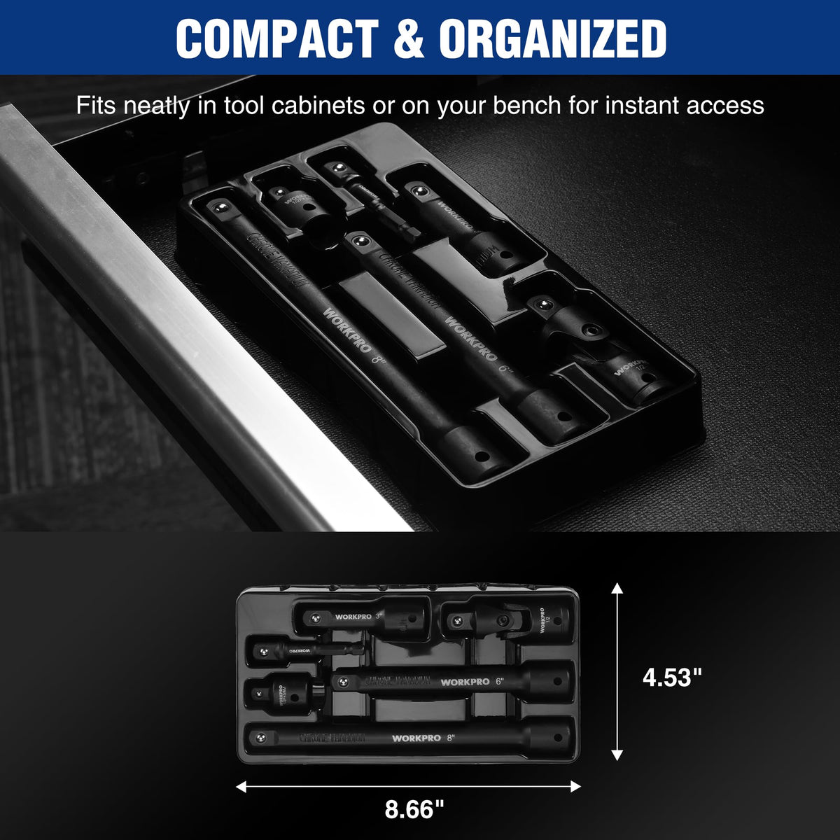 WORKPRO laser-etched size marks improve identification in greasy conditions