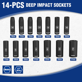 Laser-etched size marks on WORKPRO sockets for quick size identification during repairs