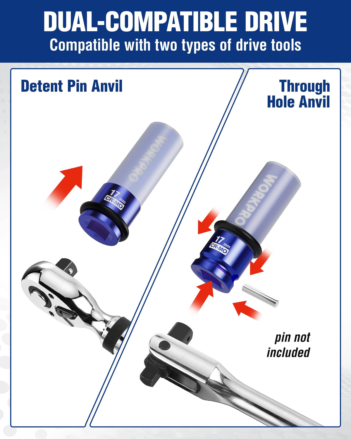 WORKPRO laser-etched size markings resist wear for reliable sizing.