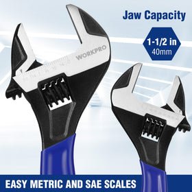 WORKPRO laser-etched metric and SAE scales simplify fastener sizing.