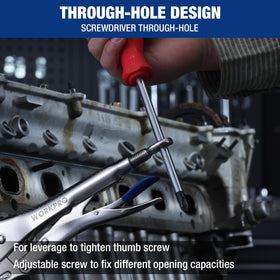 WORKPRO locking pliers with CR-MO steel construction for durability in demanding tasks.