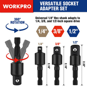 WORKPRO long extension adapter reaching deep into cramped cavities.