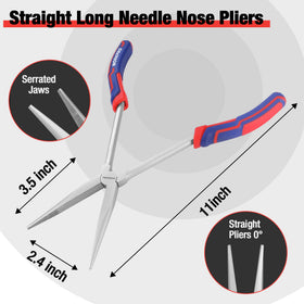WORKPRO long reach pliers 45-degree bent nose 11-inch enables access to cramped spaces