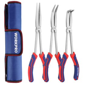 WORKPRO long reach pliers straight nose 11-inch for precise gripping in tight gaps