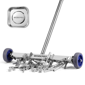 WORKPRO magnetic pickup tool captures nails with a 17-inch sweeping reach for fast cleanup.