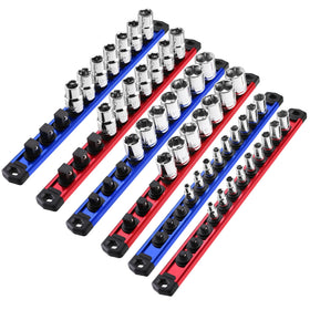 WORKPRO magnetic socket rail overview shows durable aluminum tray for organized sockets.