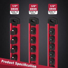 WORKPRO magnetic rail keeps sockets in place and ready for use on any steel surface.