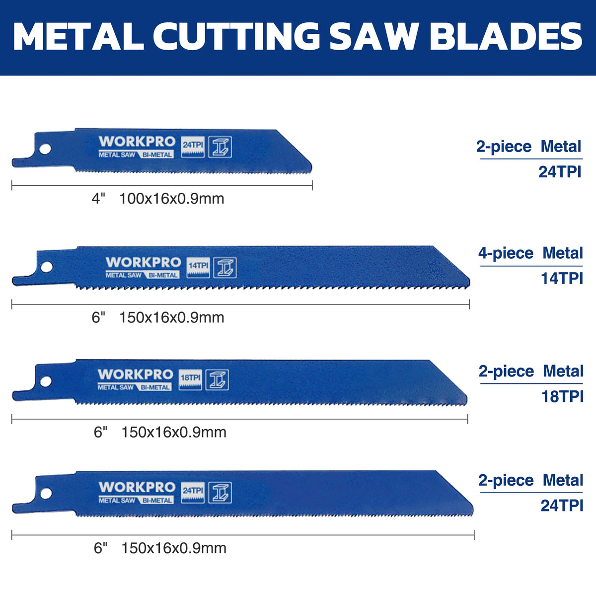 WORKPRO metal blades cut through metal and pipes cleanly for home repairs.