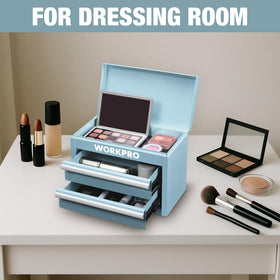 WORKPRO Metal Mini Tool Box compact dimensions and load capacity for portable storage on the go