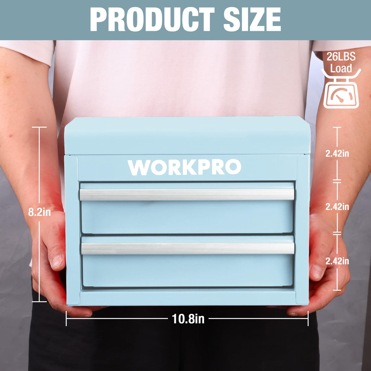 WORKPRO Metal Mini Tool Box with macaron finish highlighting stylish, durable construction