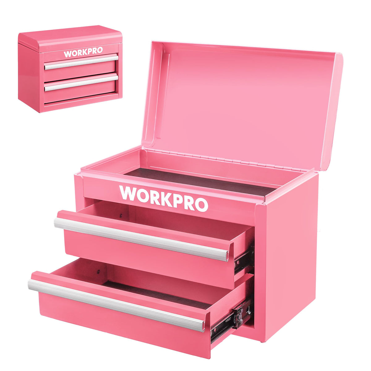 WORKPRO metal mini tool box top compartment for quick access