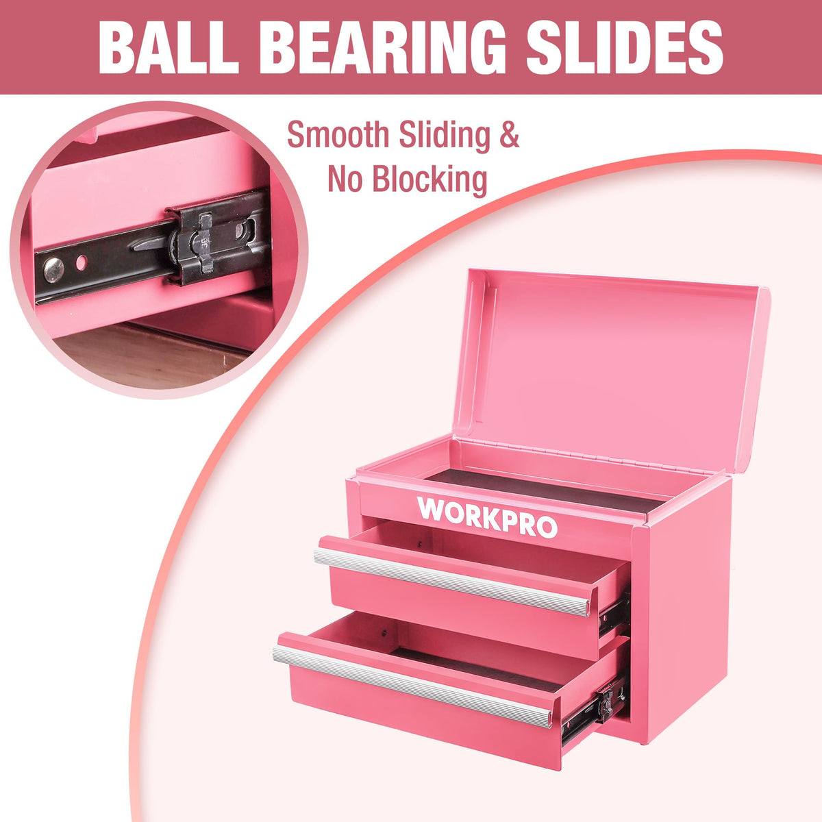 WORKPRO metal mini tool box PVC liners reduce movement noise