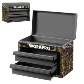 WORKPRO Metal Mini Tool Box top compartment for quick tool access