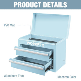 WORKPRO Metal Mini Tool Box two drawers ready for orderly tool storage