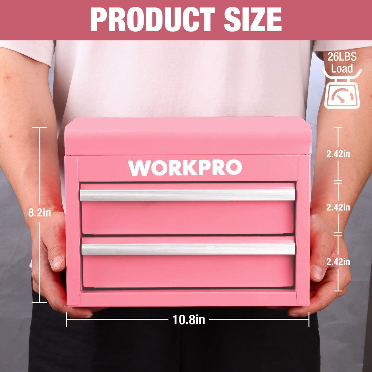 WORKPRO metal mini tool box two drawers for organized storage