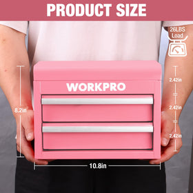 WORKPRO metal mini tool box two drawers for organized storage