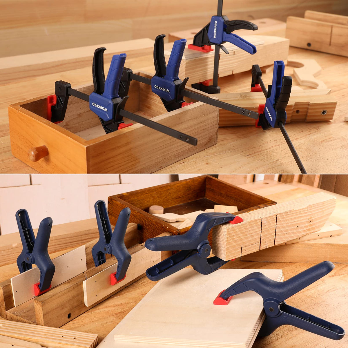 WorkPRO metal ratcheting mechanism delivers dependable clamping force.
