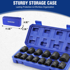 WORKPRO metric range from 10 to 27 mm covers common automotive fasteners.