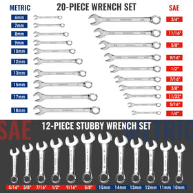 WORKPRO metric wrenches range from 6 to 18 mm