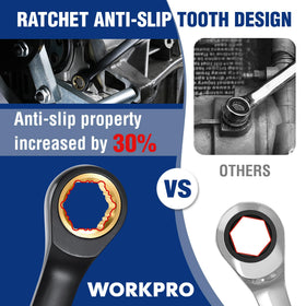 WORKPRO metric wrenches 8–19mm with clear size markings for fast, precise fitting.