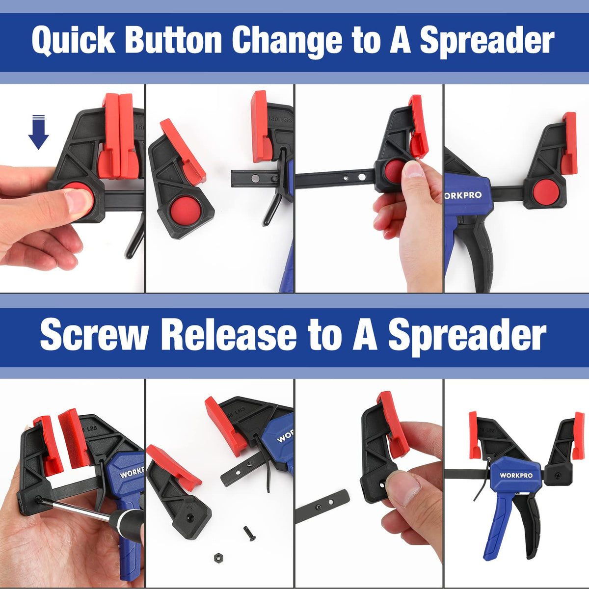 WORKPRO Mini Bar Clamps non-marring pads protect delicate workpieces during clamping