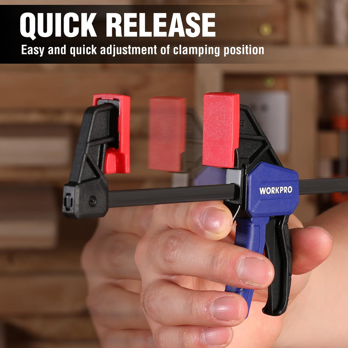 WORKPRO four-pack provides reliable clamps for multiple projects.