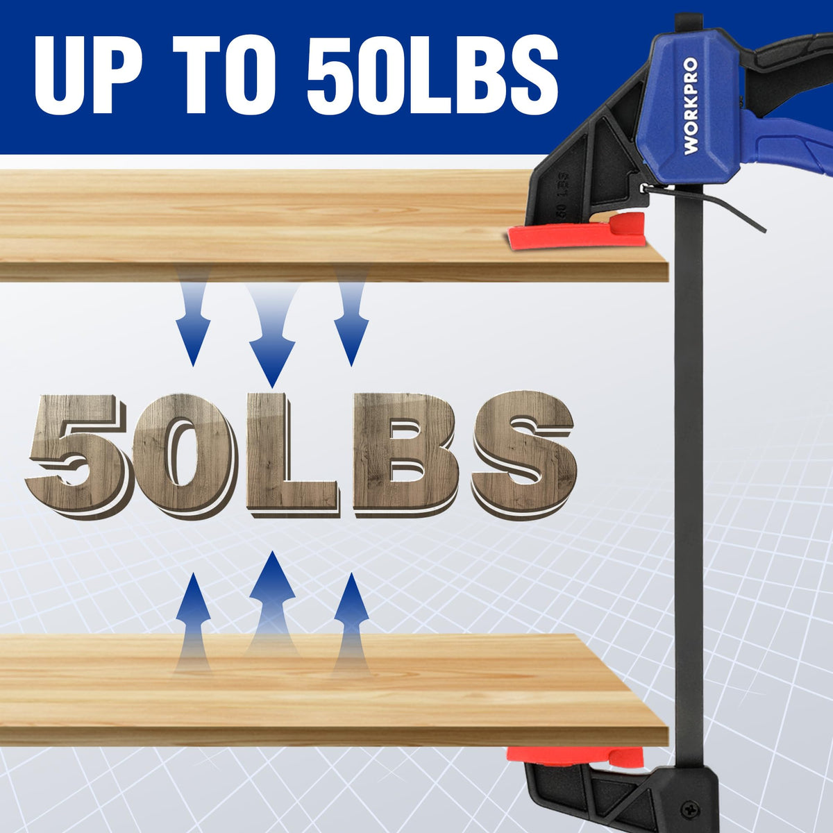 WORKPRO mini F-clamp holds small parts during fine modeling projects.