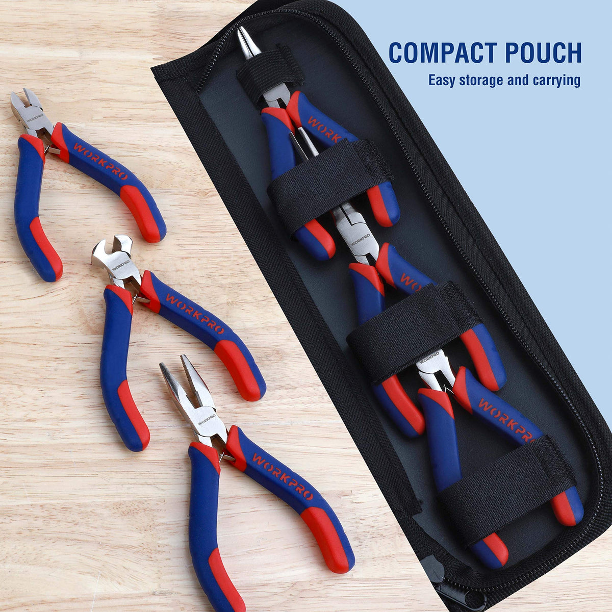 WORKPRO mini needle-nose pliers for delicate manipulation
