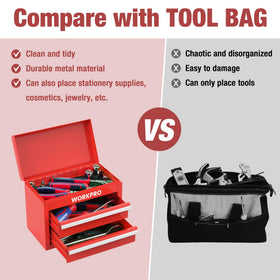 WORKPRO mini tool box bottom PP feet keep it stable and surface-safe