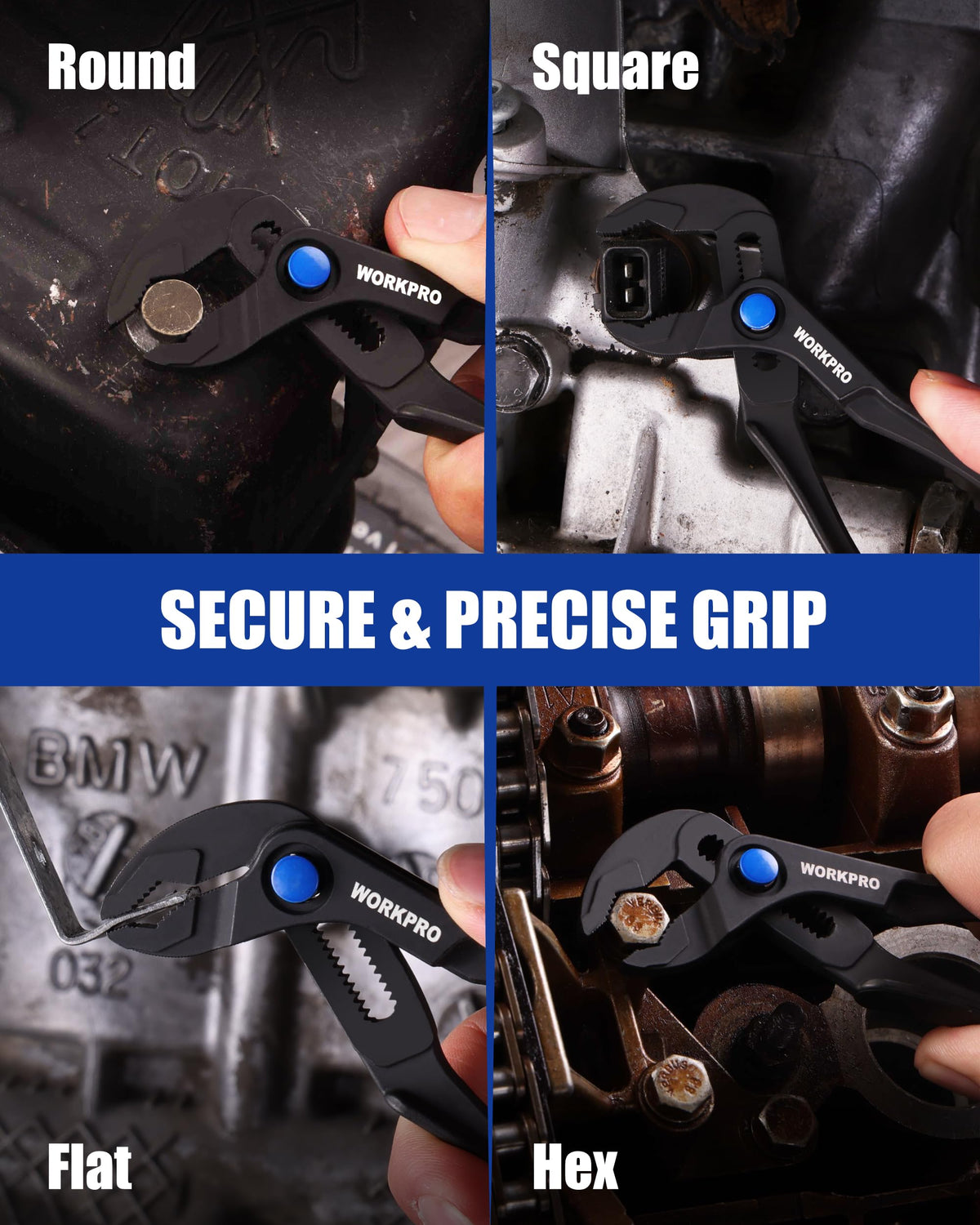 WORKPRO Mini Water Pump Pliers grooved grip for secure control