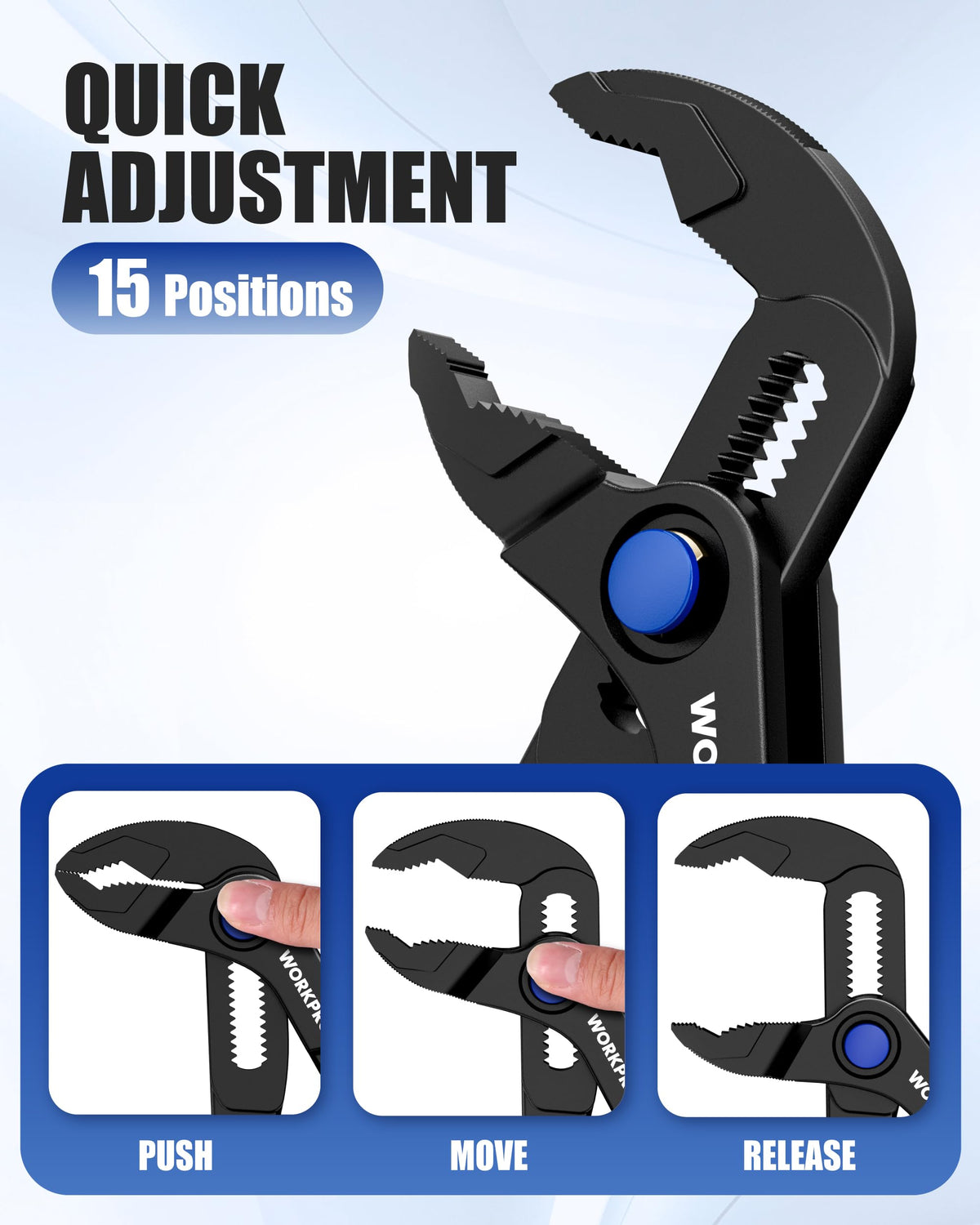 WORKPRO Mini Water Pump Pliers heat-treated steel for durability