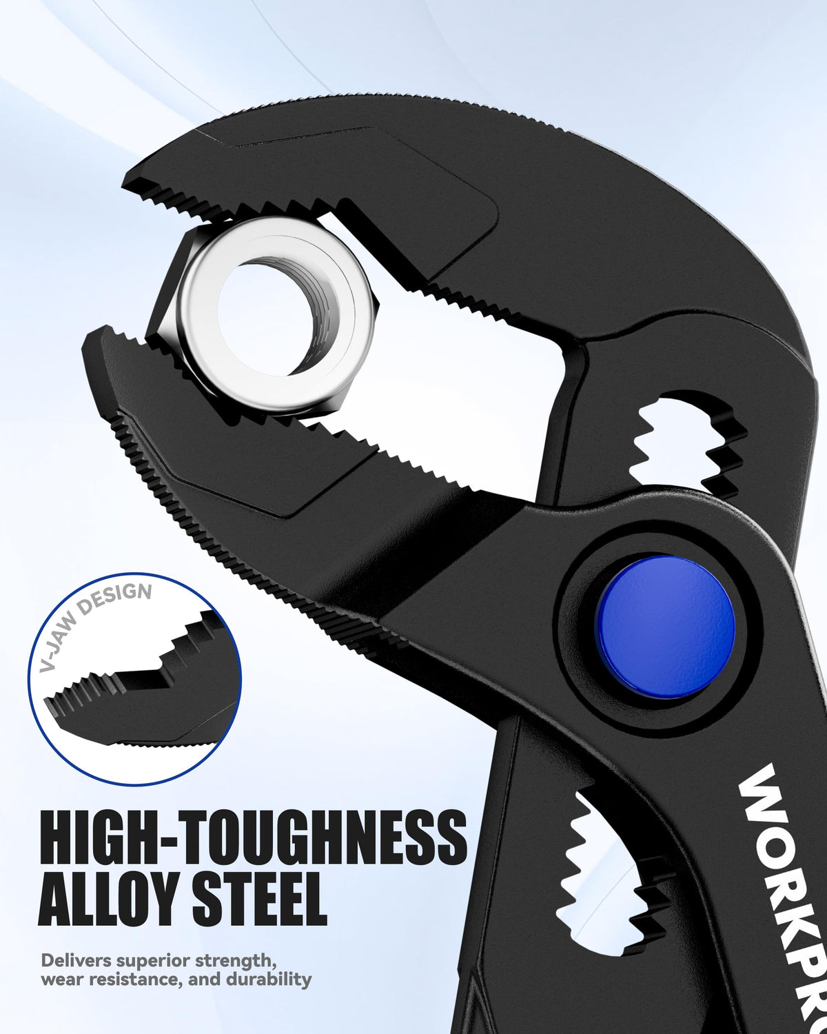 WORKPRO Mini Water Pump Pliers V-jaw grip for multi-surface holds