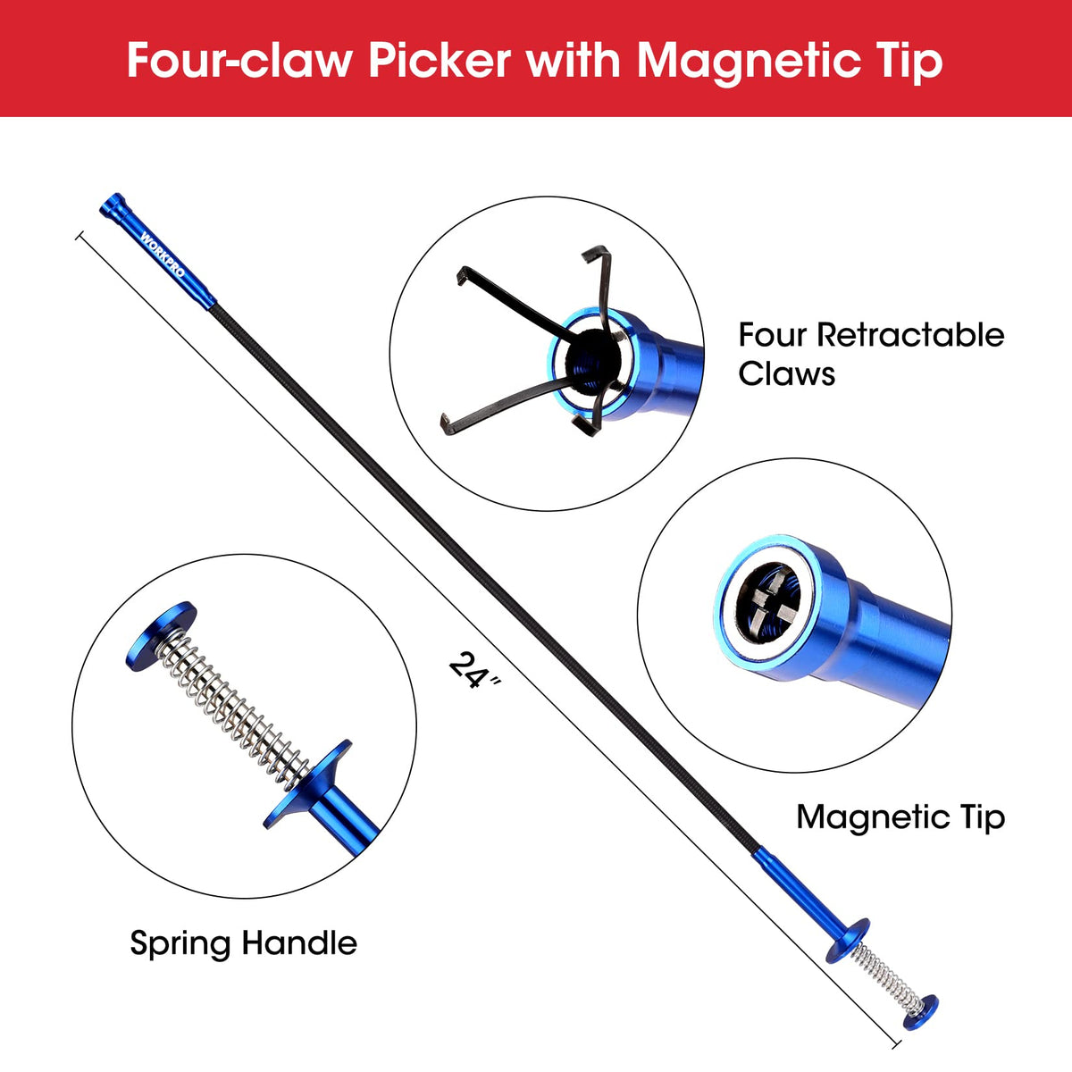 WORKPRO multi-use pickup tool suitable for auto repair and home tasks