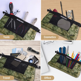 WORKPRO multi-use camouflage organizers ready for worksite and travel.