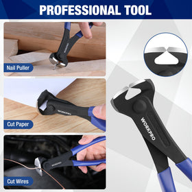 WORKPRO nail pulling action close-up highlighting effortless pulling of wires