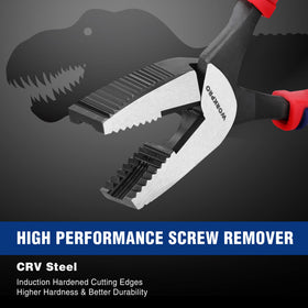 WORKPRO screws remover action with non-slip jaws enables secure grip on damaged fasteners.