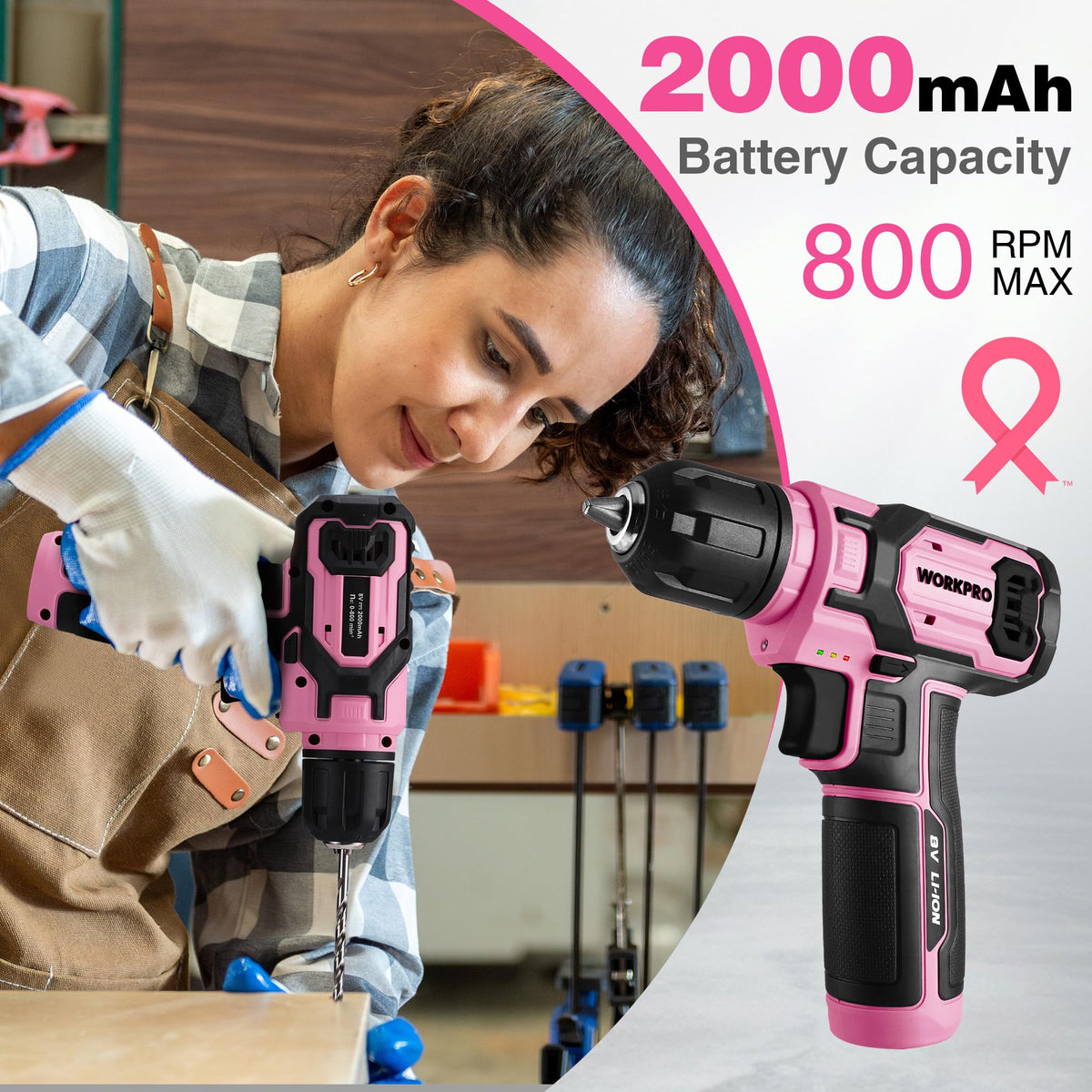 WORKPRO non-slip rubberized handle offers comfortable grip