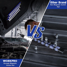 WORKPRO nylon clip holder securely snaps sockets in place