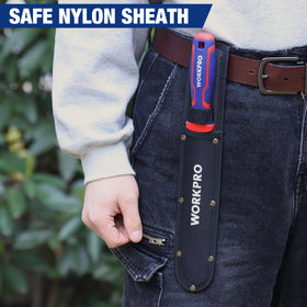 WORKPRO nylon sheath with inner liner for secure storage and transport.