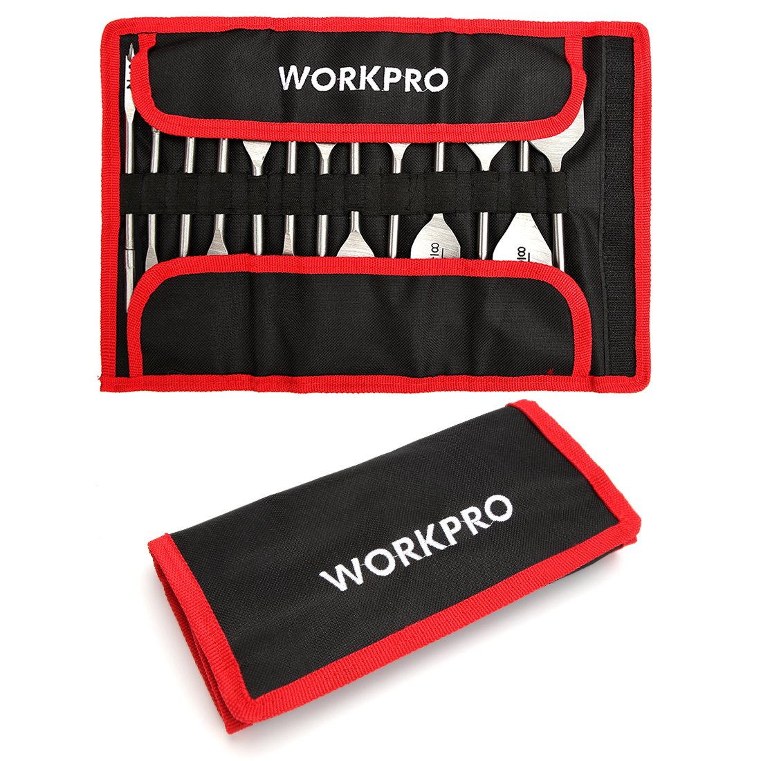 WORKPRO nylon storage pouch included keeps bits organized on site
