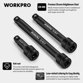 WORKPRO one-half drive extension six inch boosts reach for deep fasteners