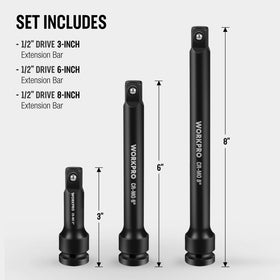 WORKPRO one-half drive extension eight inch ideal for awkward angles