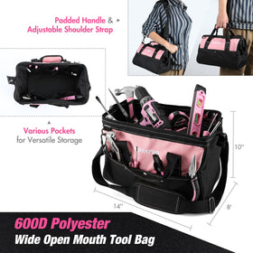 WORKPRO organized tool bag interior helps find tools fast