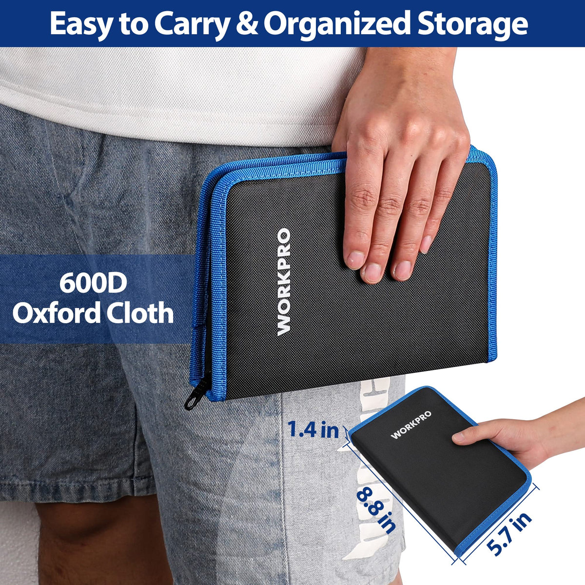 WORKPRO Oxford storage pouch keeps tools organized and portable