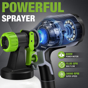 WORKPRO paint sprayer with 4 nozzles for precise cabinet and door finishes.