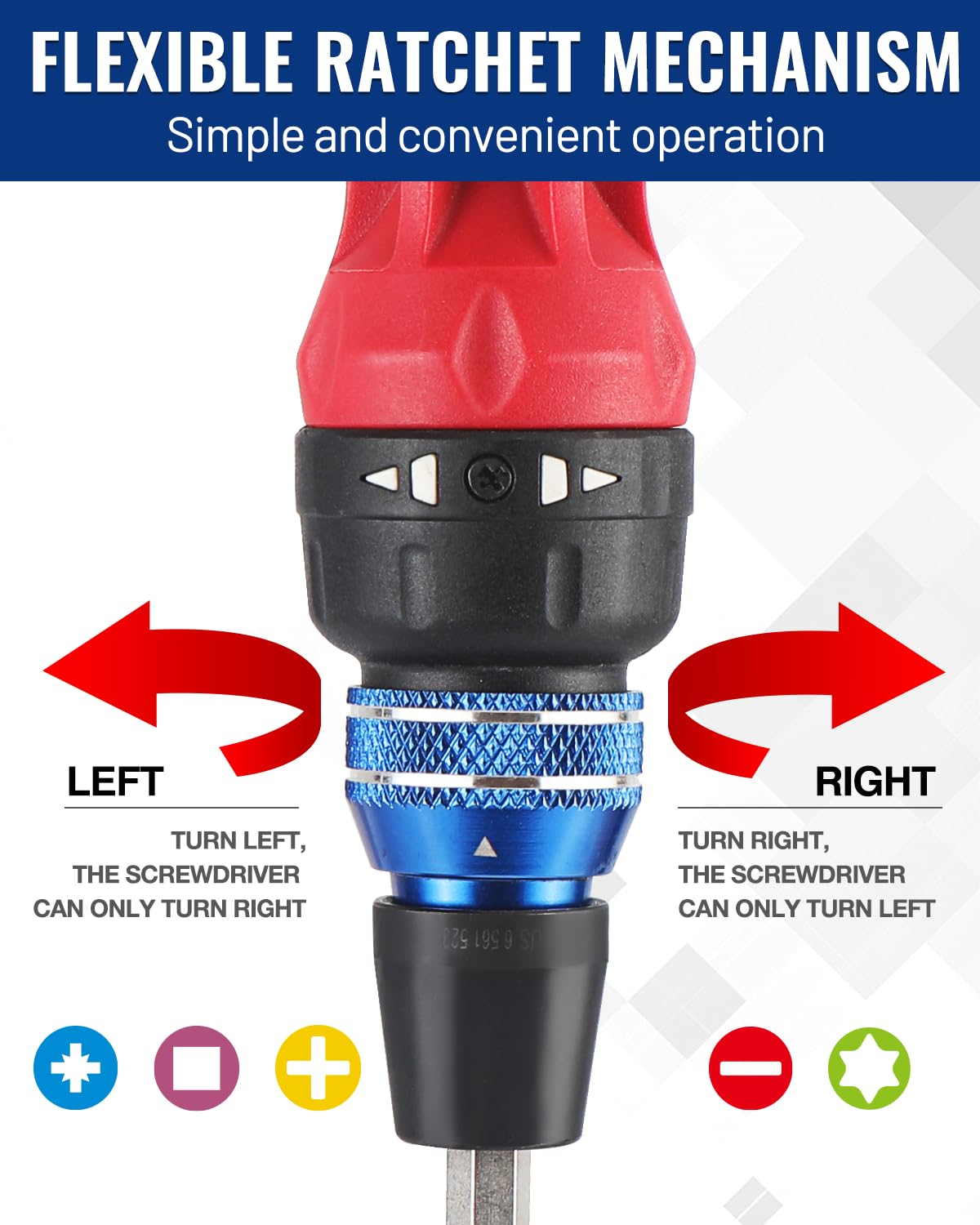 WORKPRO patented auto-locking quick-load system enables one-handed bit loading.