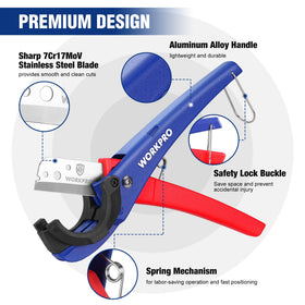 WORKPRO PEX Cutter cuts PPR, PE, PP tubes for plumbing tasks