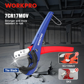 WORKPRO PEX Cutter handles 1/8in to 1-5/8in tubing for versatile projects
