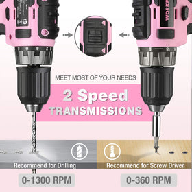 WORKPRO 3/8-inch keyless chuck accepts most bits for general drilling tasks.